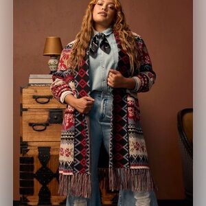 Torrid 2X Festi Longline Fringe Cardigan Duster EUC